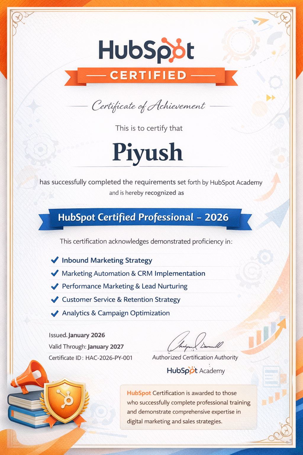 HubSpot Certificate